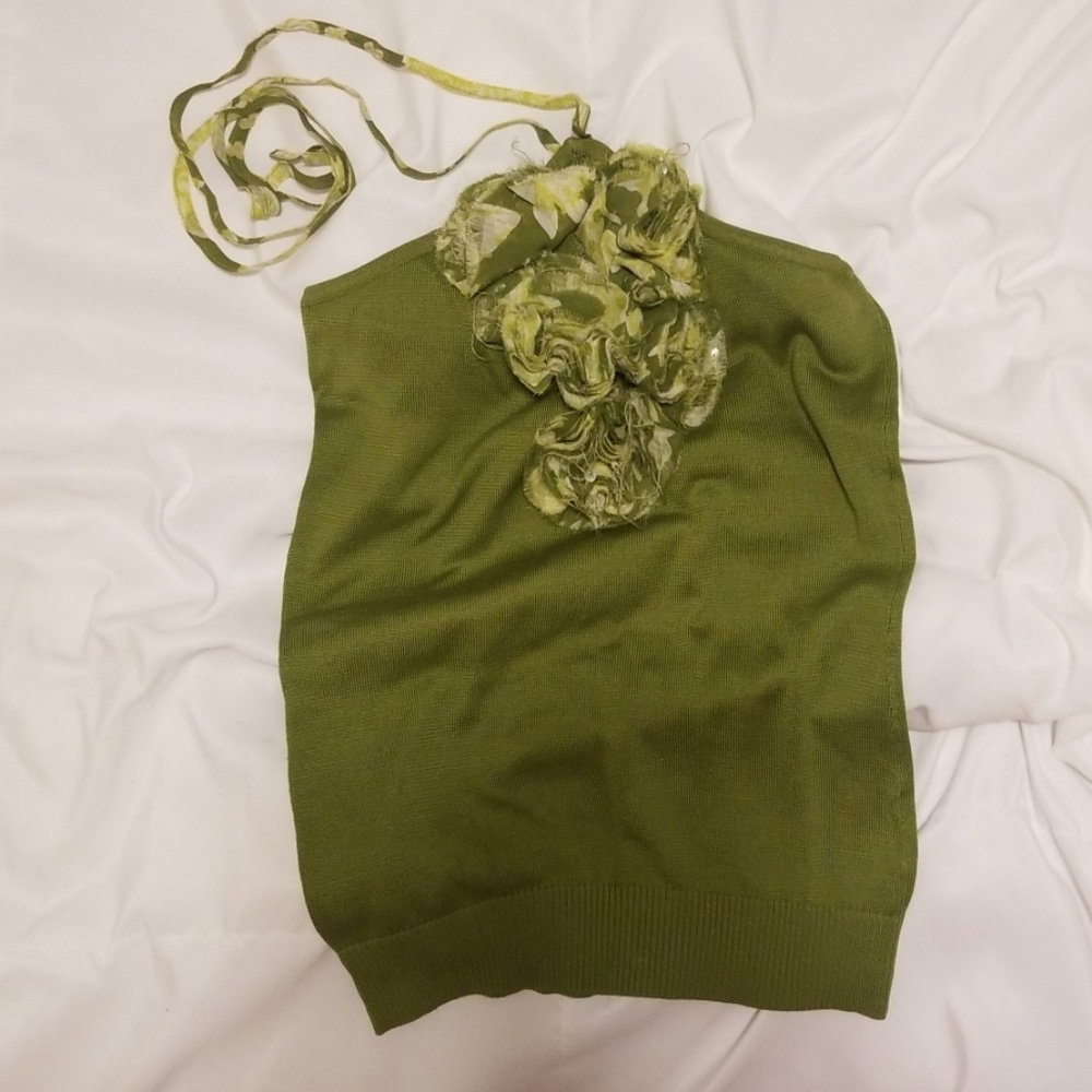 Bebe green sweater halter top